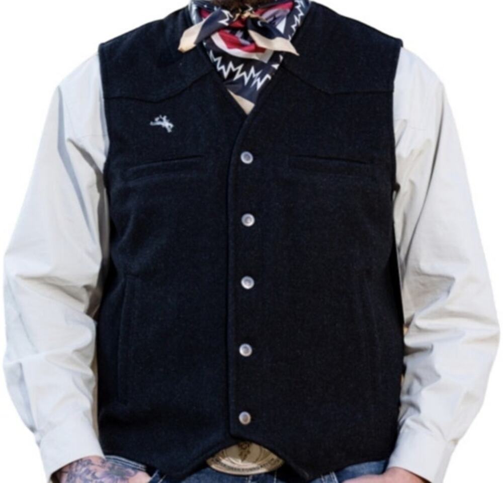 Wyoming Traders 100% Australian Wool Vest Water Resistant Pockets Lined Black XL